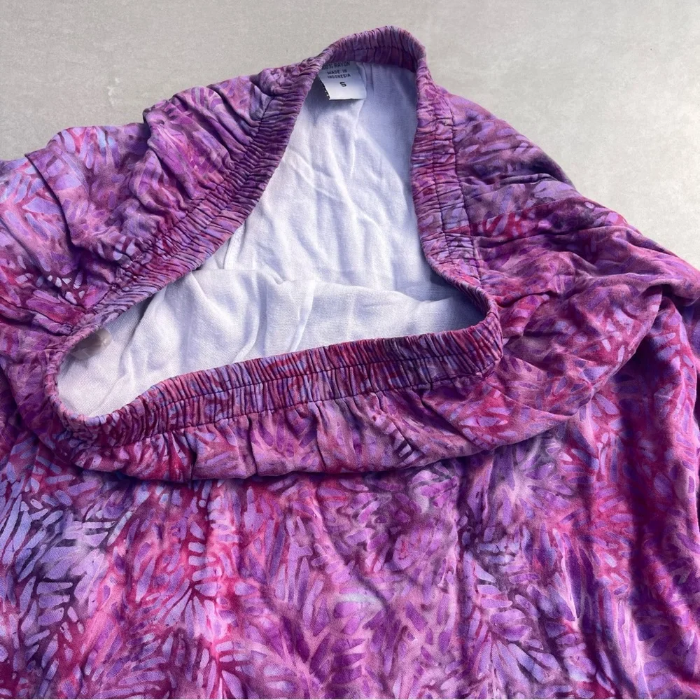 Purple Tie Dye Batik Ruffle Midi Skirt - Picture 4 of 4